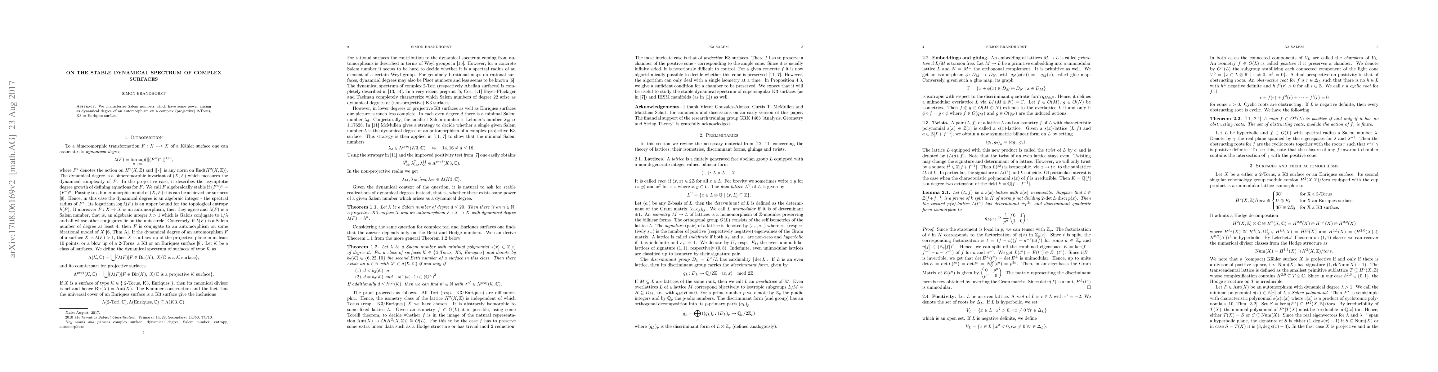 Thumbnail for On the stable dynamical spectrum of complex surfaces