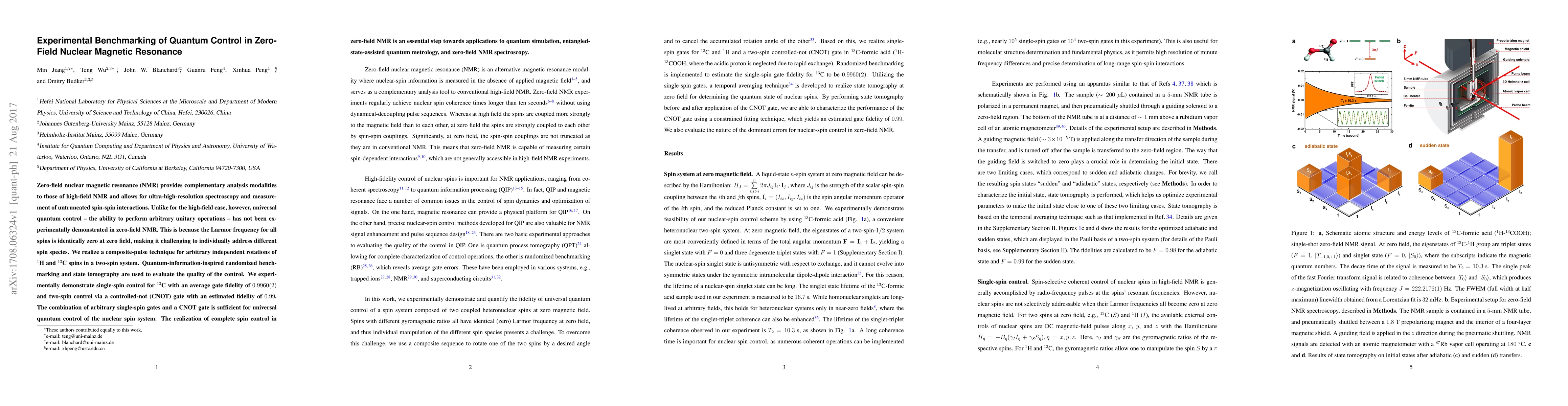 Thumbnail for Experimental Benchmarking of Quantum Control in Zero-Field Nuclear
  Magnetic Resonance