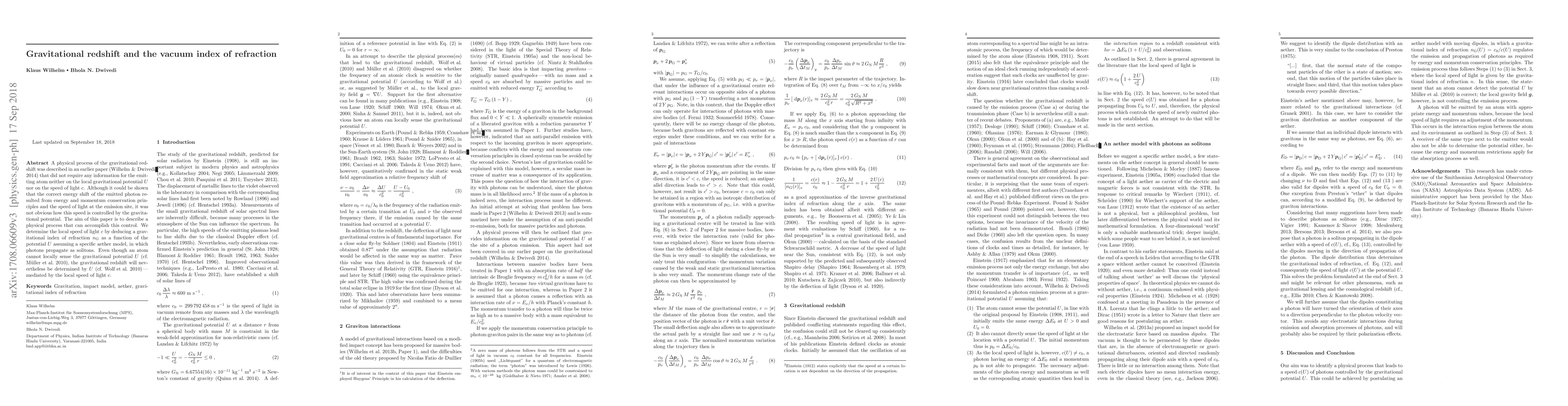 Thumbnail for Gravitational redshift and the vacuum index of refraction