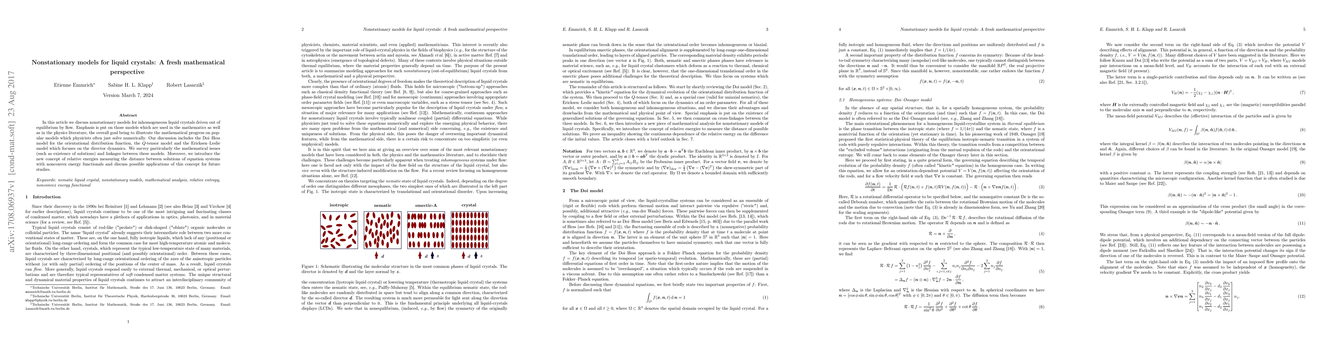 Thumbnail for Nonstationary models for liquid crystals: A fresh mathematical
  perspective