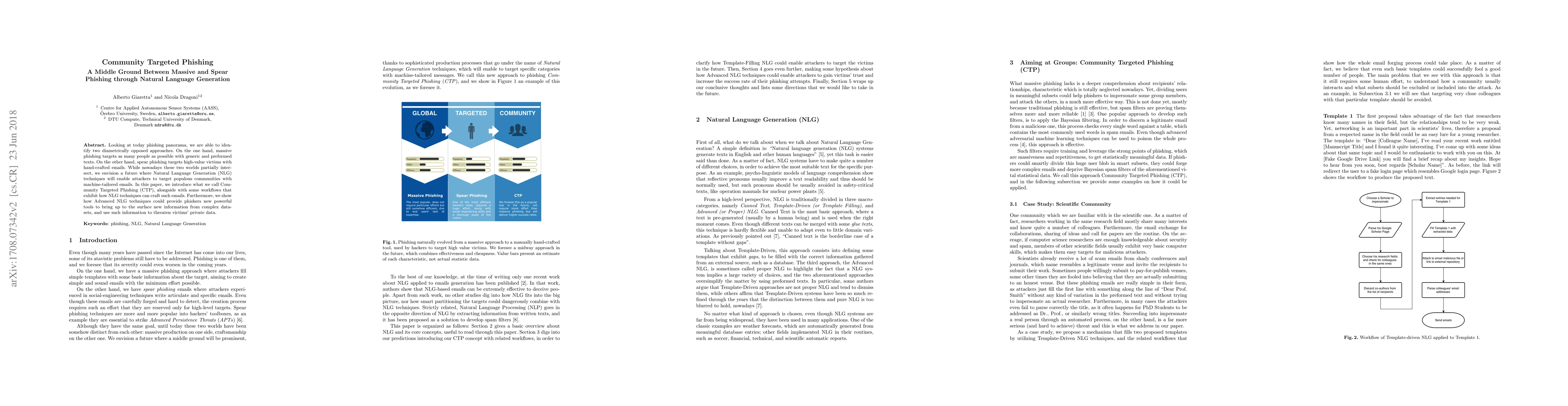 Thumbnail for Community Targeted Phishing: A Middle Ground Between Massive and Spear
  Phishing through Natural Language Generation