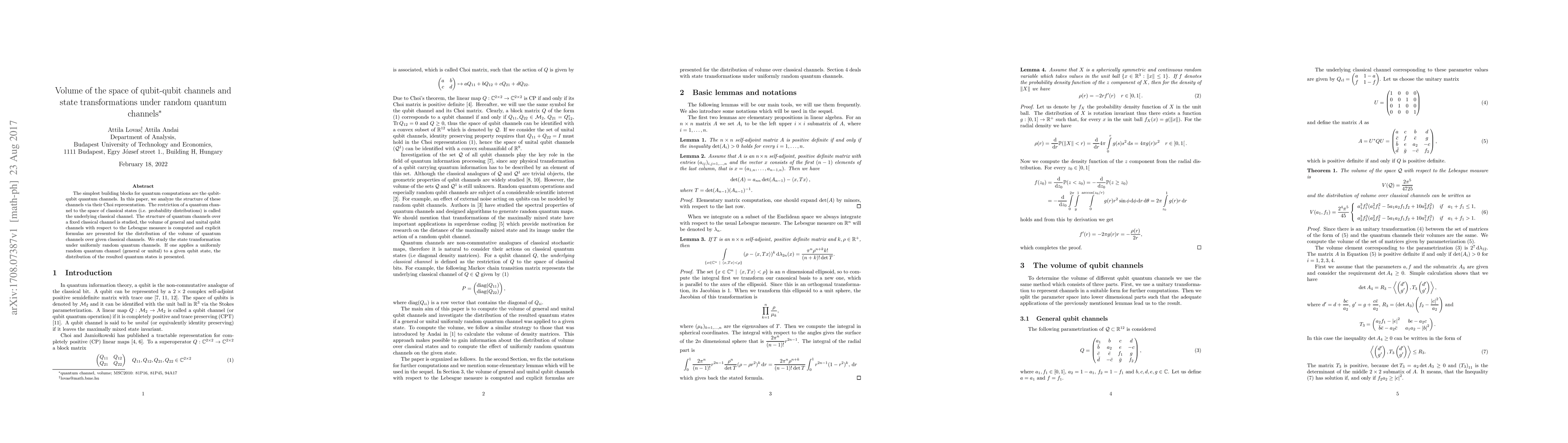 Thumbnail for Volume of the space of qubit-qubit channels and state transformations
  under random quantum channels