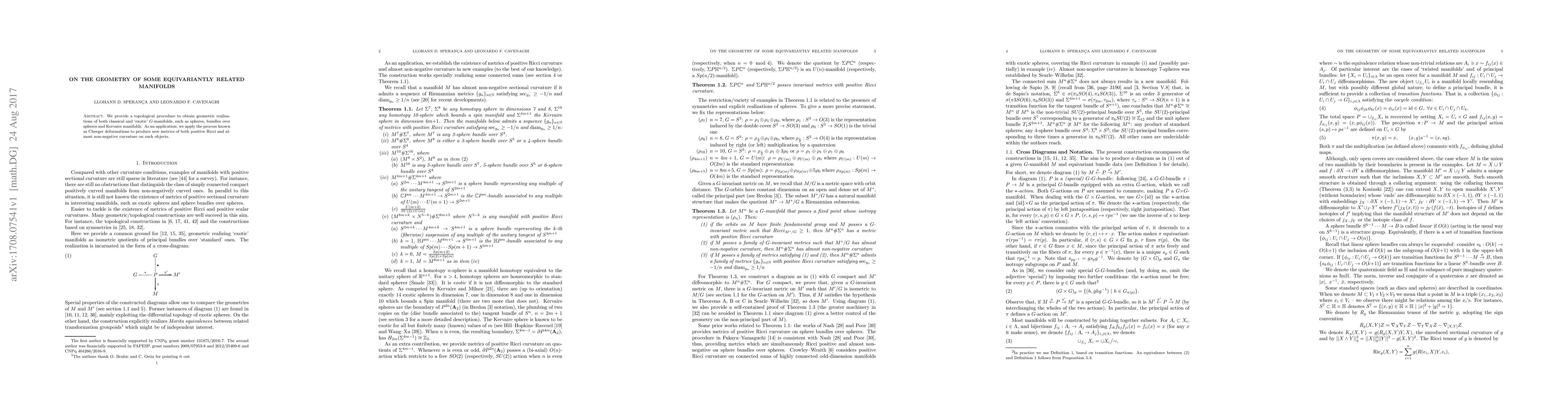 Thumbnail for On the geometry of some Equivariantly related manifolds