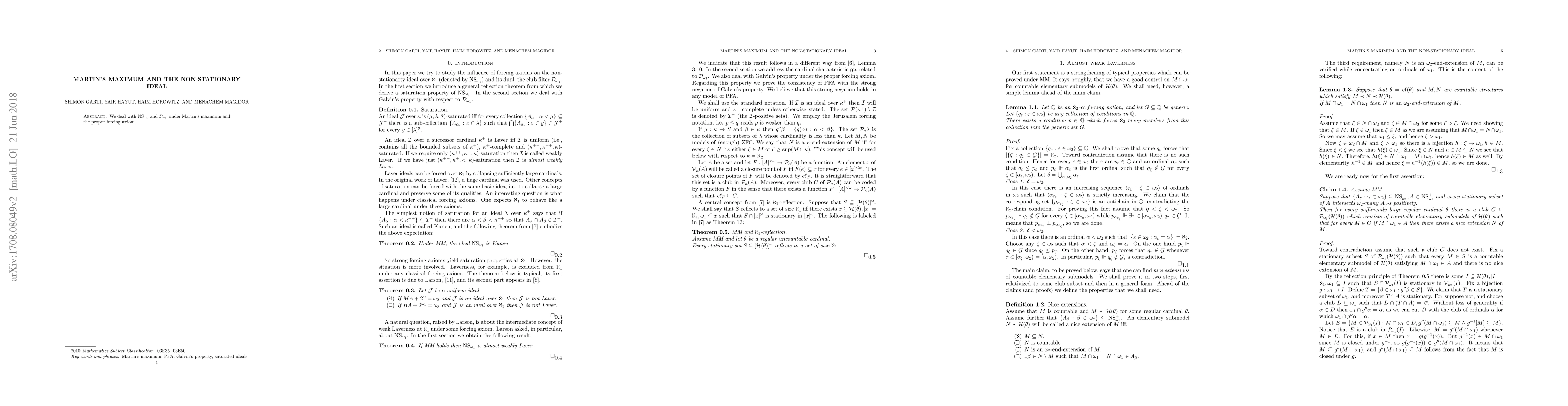 Thumbnail for Martin's maximum and the non-stationary ideal
