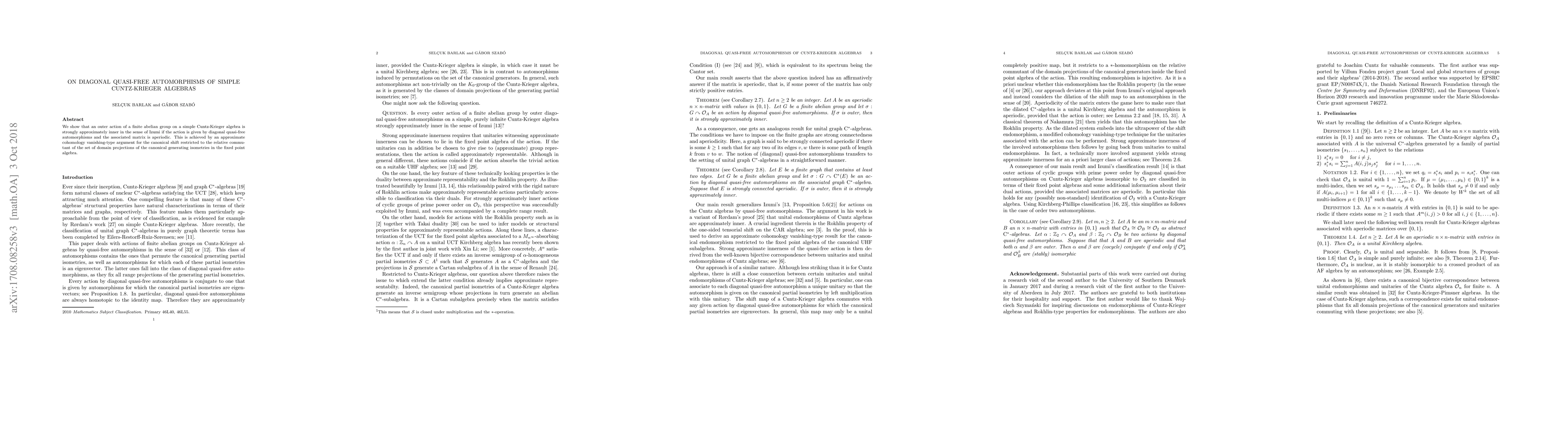 Thumbnail for On diagonal quasi-free automorphisms of simple Cuntz-Krieger algebras
