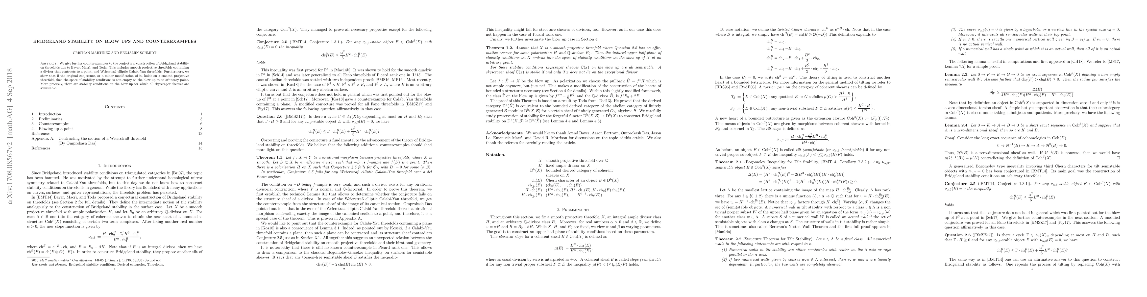 Thumbnail for Bridgeland Stability on Blow Ups and Counterexamples
