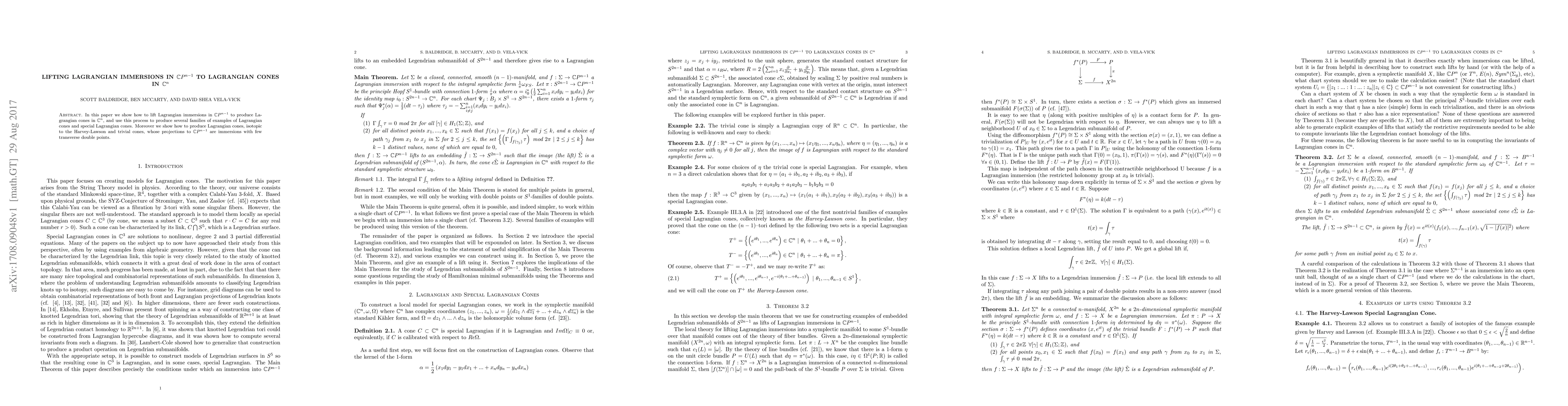 Thumbnail for Lifting Lagrangian immersions in $\mathbb{C} P^{n-1}$ to Lagrangian
  cones in $\mathbb{C}^n$