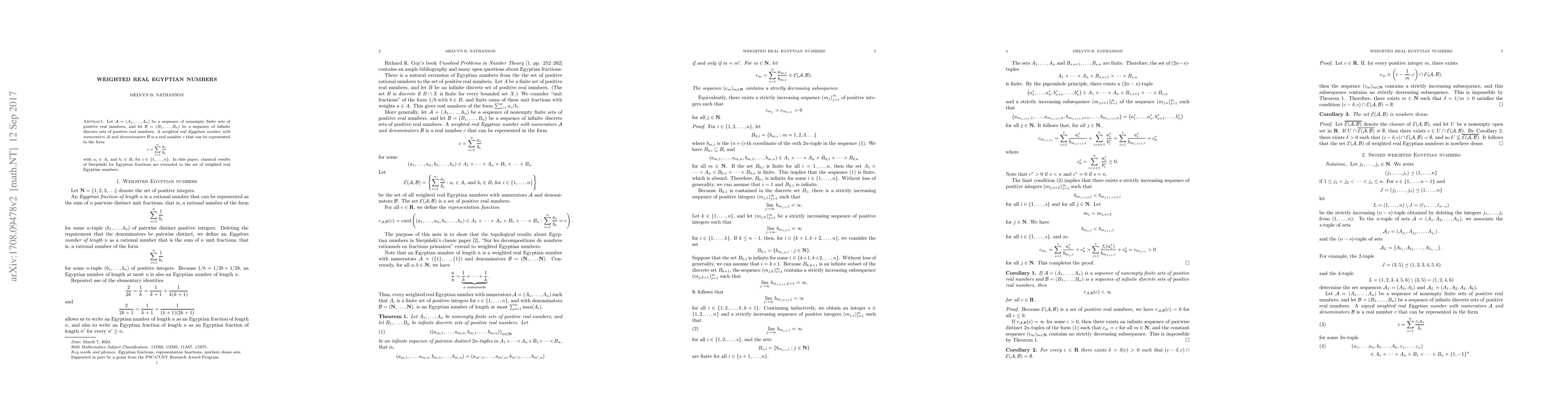 Thumbnail for Weighted real Egyptian numbers