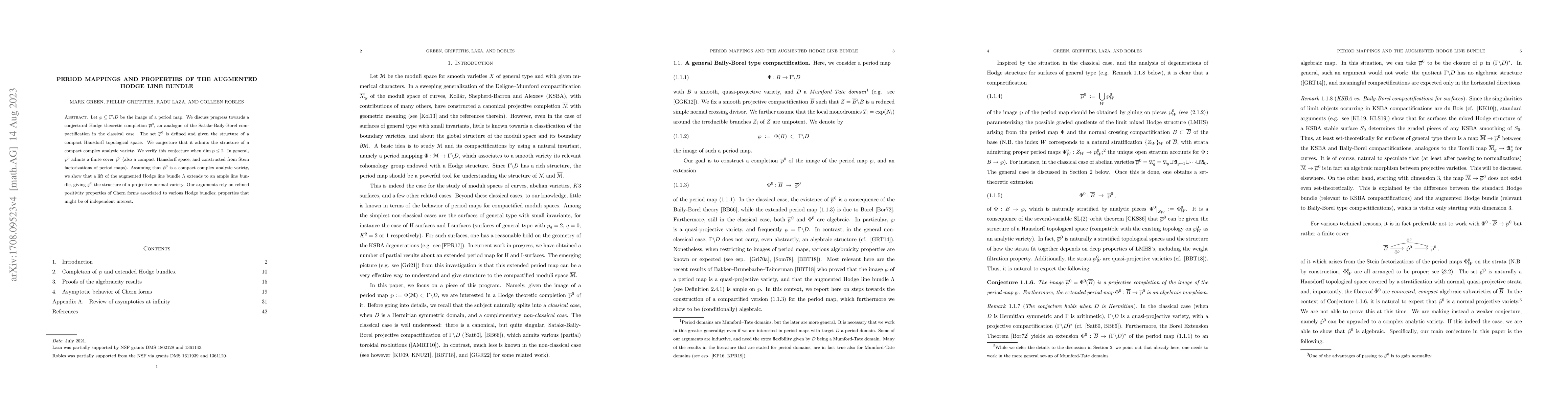 Thumbnail for Period mappings and properties of the augmented Hodge line bundle