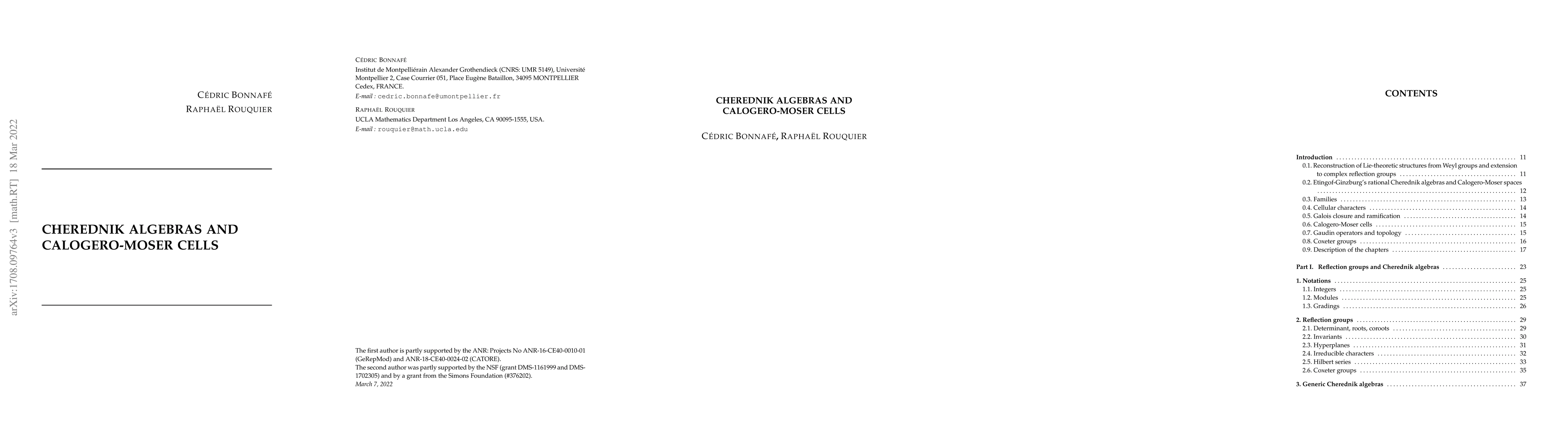 Thumbnail for Cherednik algebras and Calogero-Moser cells