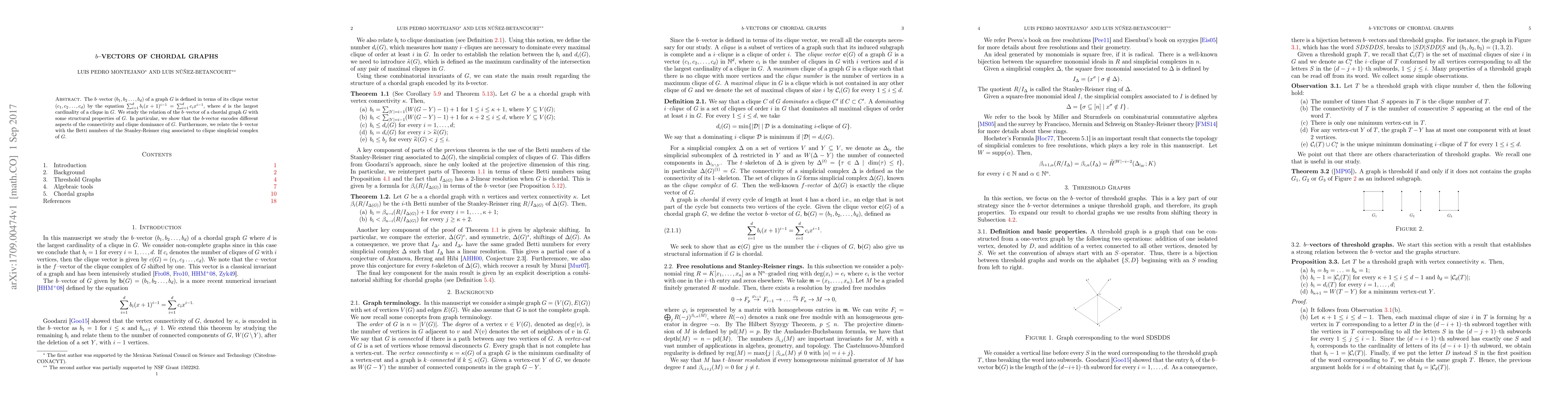 Thumbnail for $b$-vectors of chordal graphs
