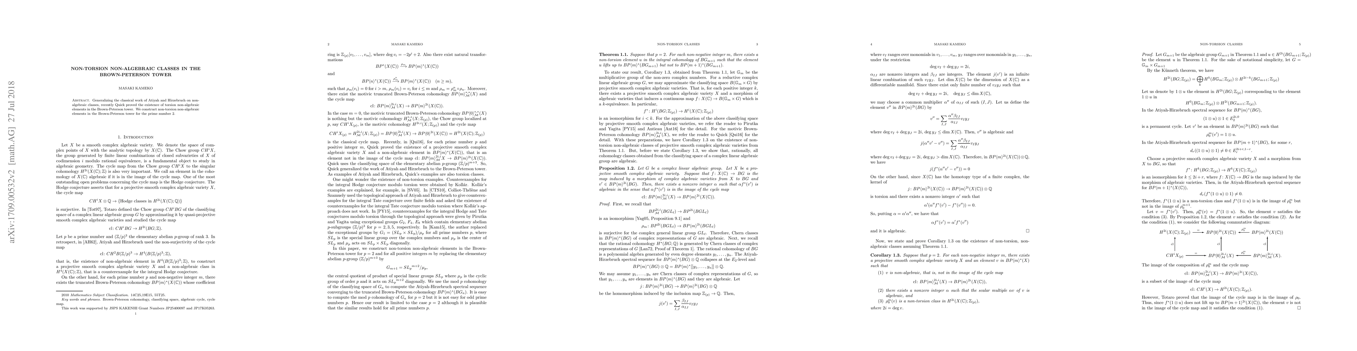 Thumbnail for Non-torsion non-algebraic classes in the Brown-Peterson tower