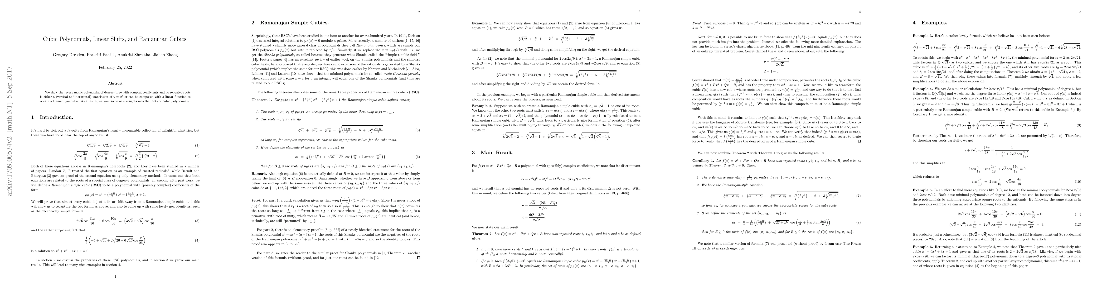 Thumbnail for Cubic Polynomials, Linear Shifts, and Ramanujan Cubics