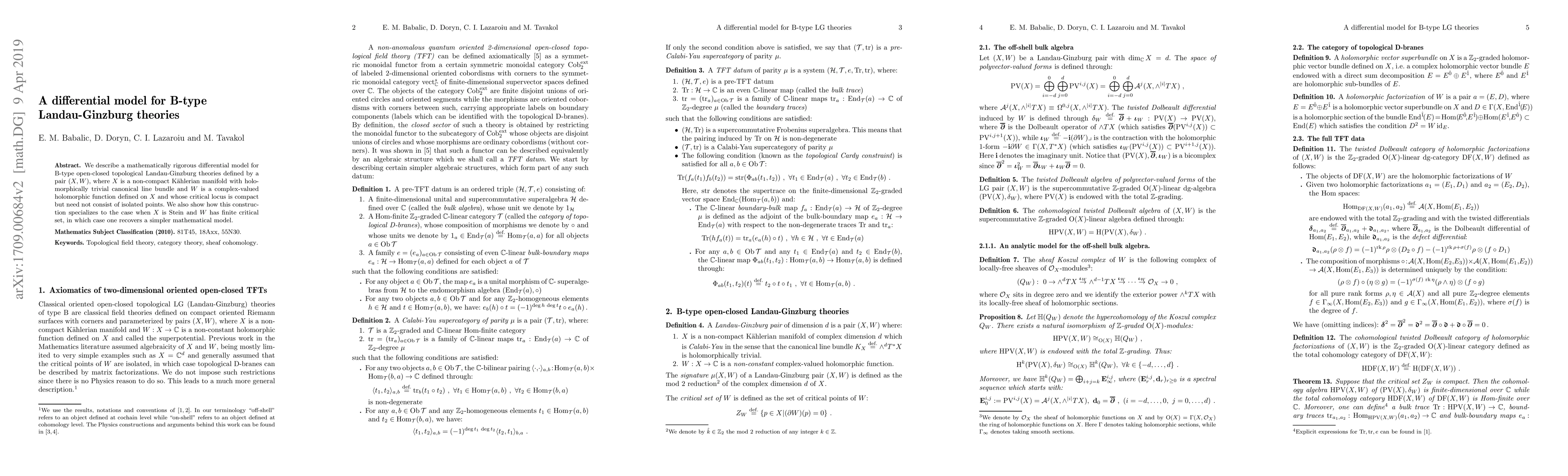 Thumbnail for A differential model for B-type Landau-Ginzburg theories