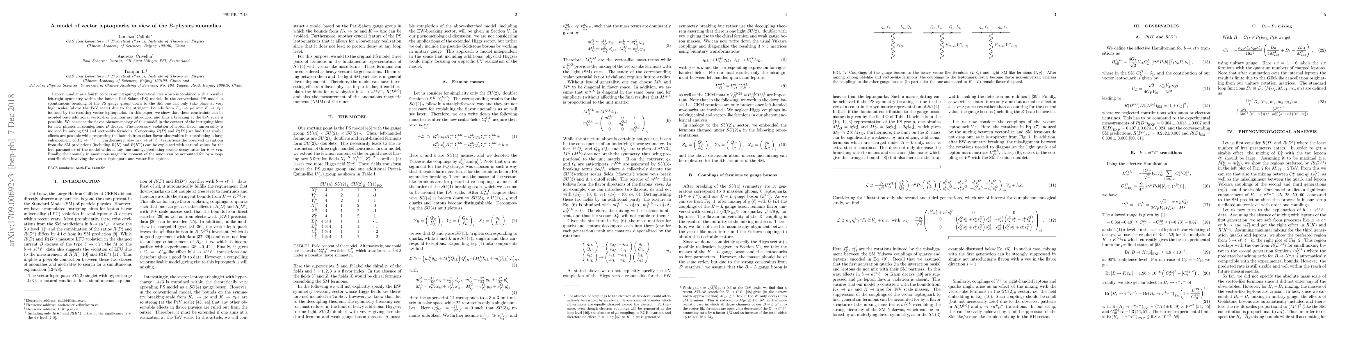 Thumbnail for A model of vector leptoquarks in view of the $B$-physics anomalies