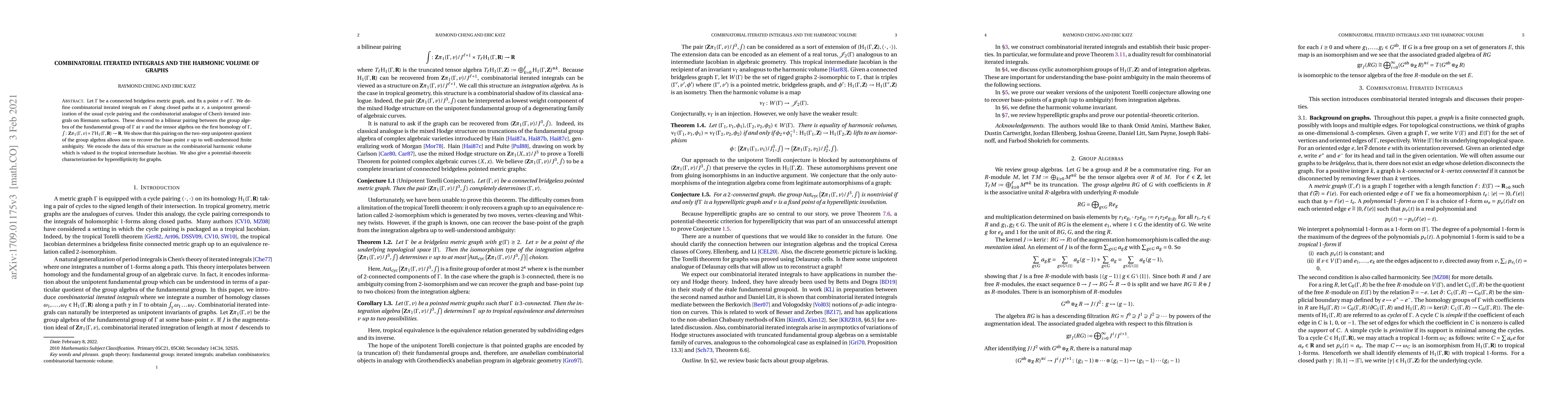 Thumbnail for Combinatorial Iterated Integrals and the Harmonic Volume of Graphs