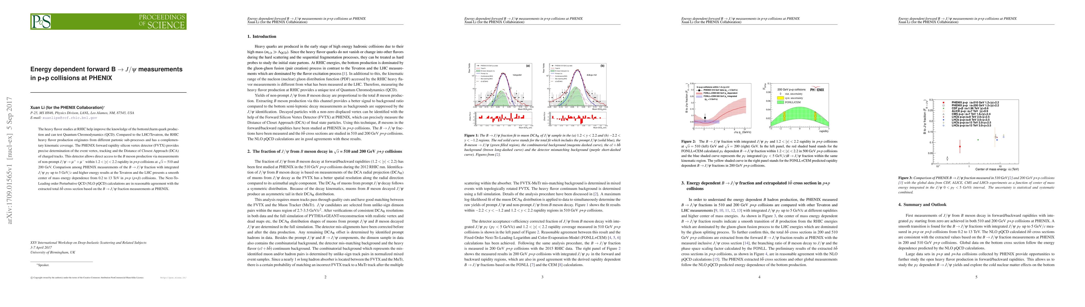 Thumbnail for Energy dependent forward B $\rightarrow$ $J/\psi$ measurements in p+p
  collisions at PHENIX