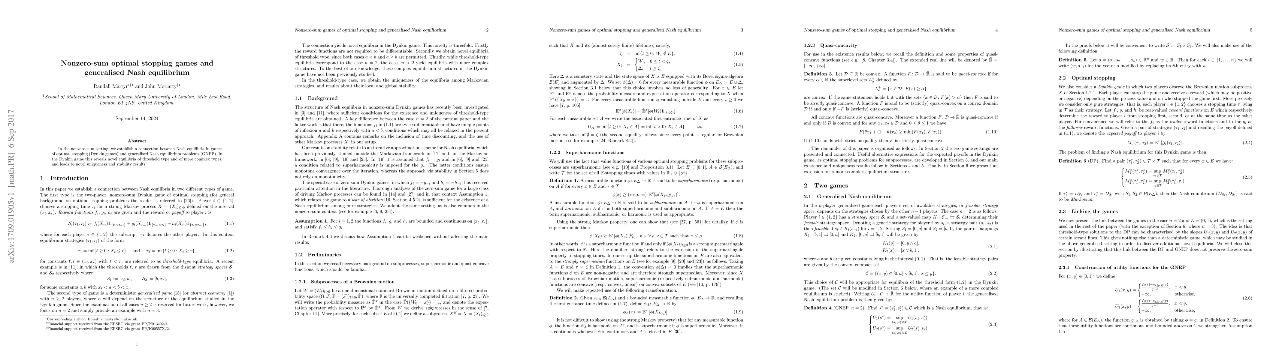 Thumbnail for Nonzero-sum games of optimal stopping and generalised Nash equilibrium