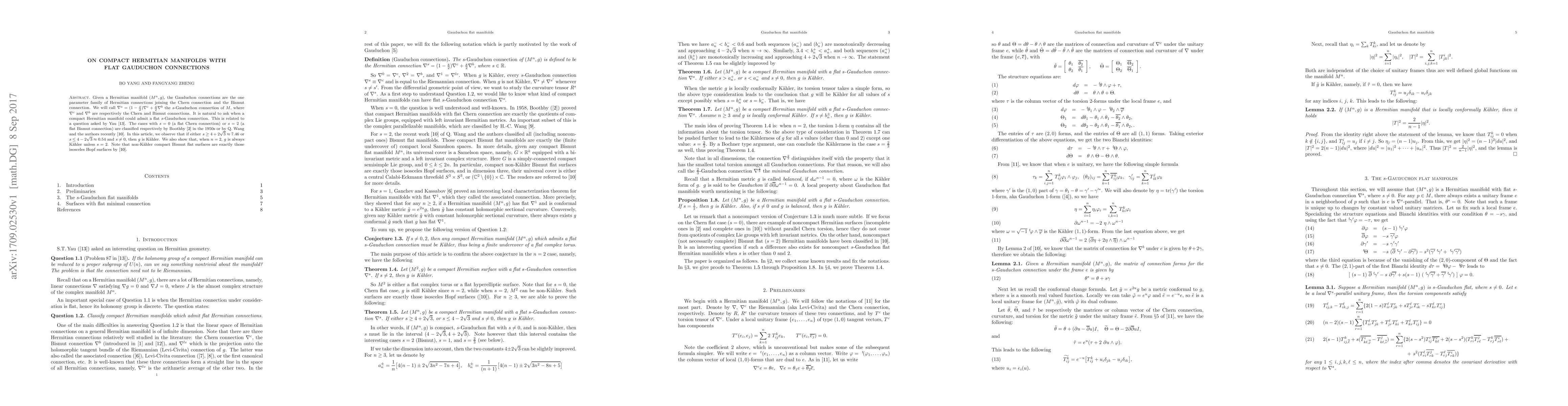 Thumbnail for On compact Hermitian manifolds with flat Gauduchon connections