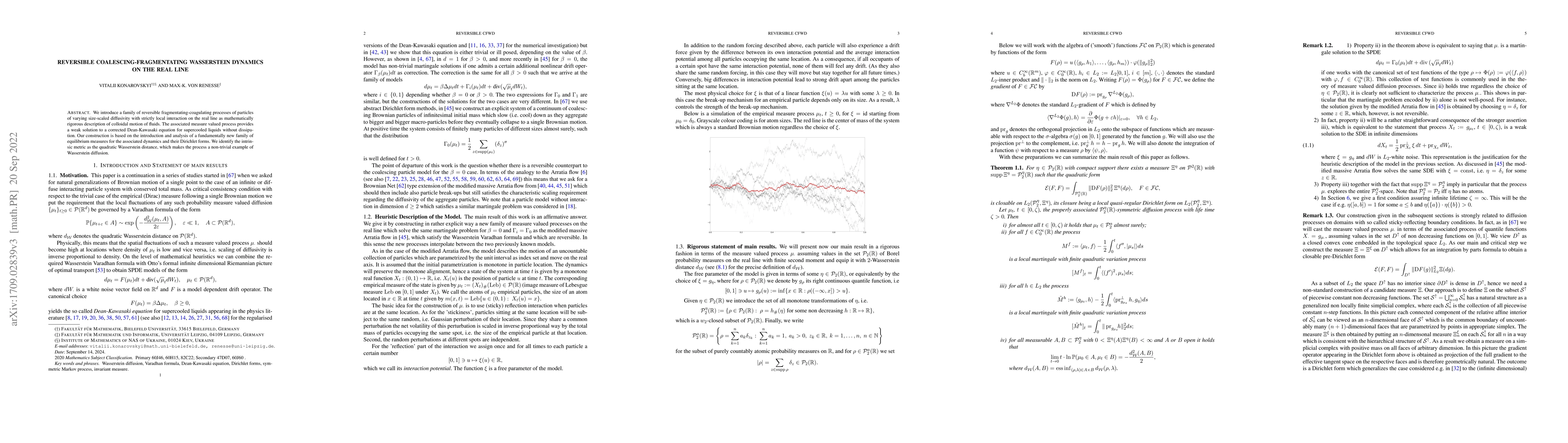 Thumbnail for Reversible Coalescing-Fragmentating Wasserstein Dynamics on the Real
  Line