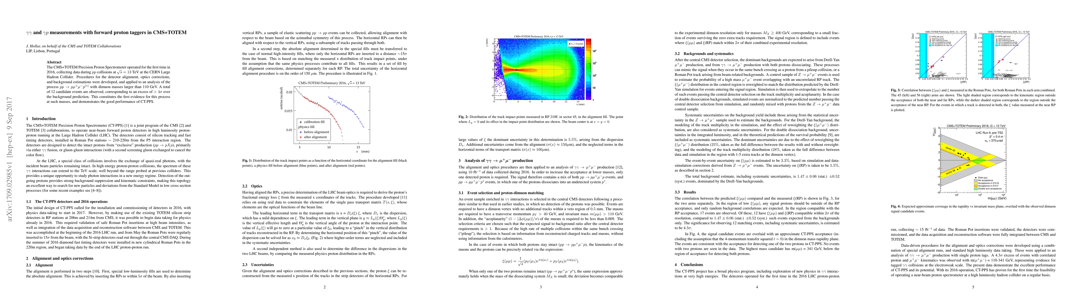 Thumbnail for $\gamma\gamma$ and $\gamma p$ measurements with forward proton taggers
  in CMS+TOTEM