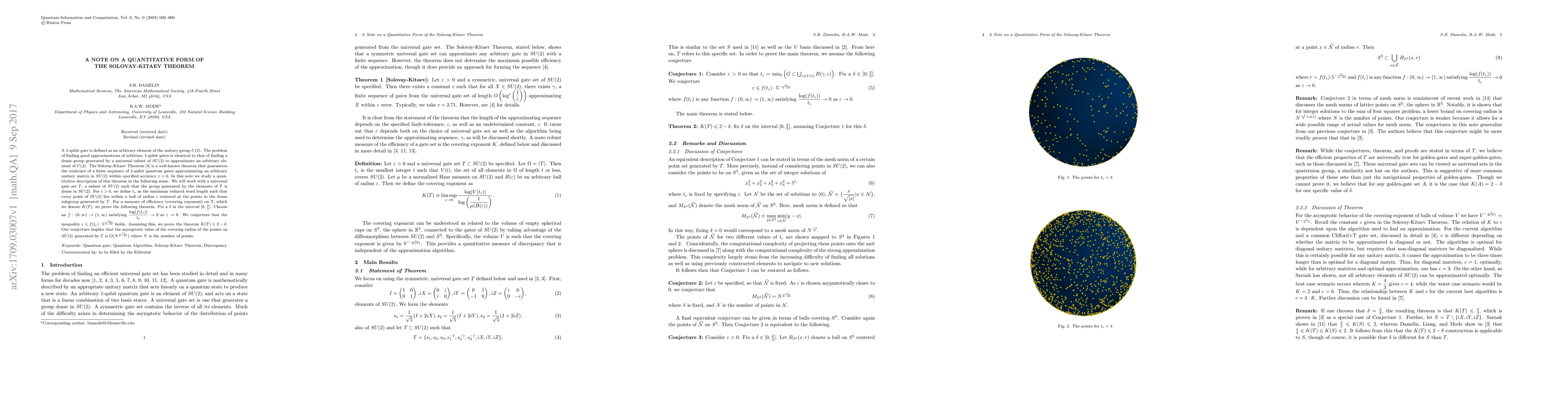 Thumbnail for A Note on a Quantitative Form of the Solovay-Kitaev Theorem