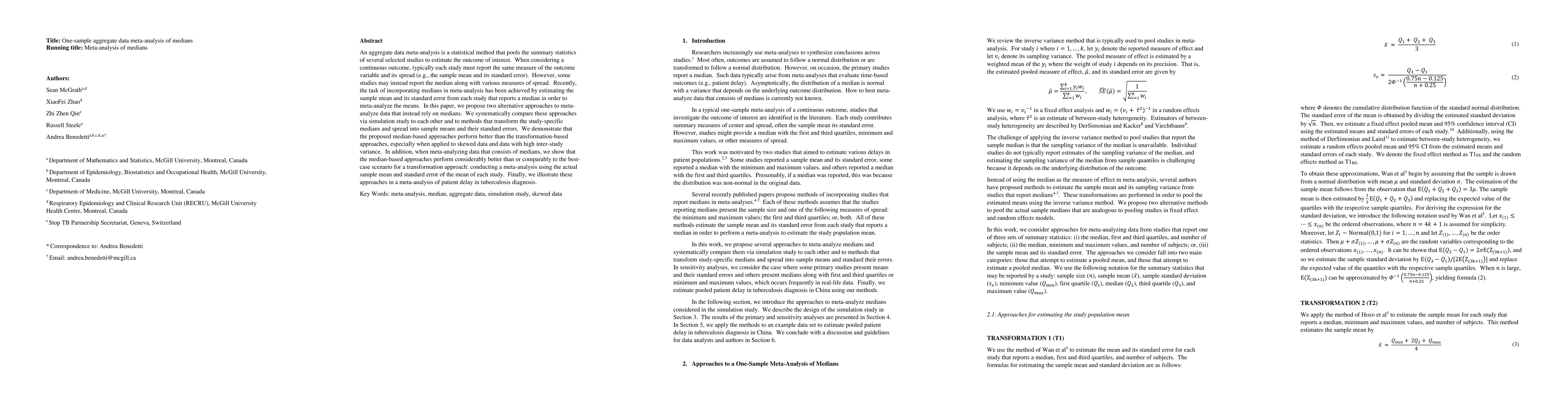 Thumbnail for One-sample aggregate data meta-analysis of medians