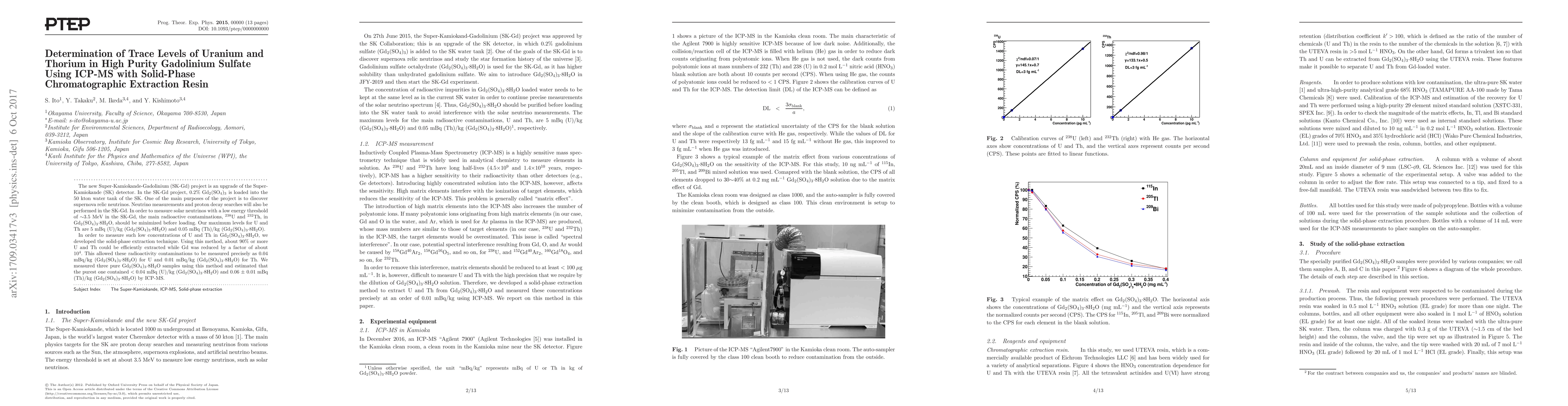 Thumbnail for Determination of Trace Levels of Uranium and Thorium in High Purity
  Gadolinium Sulfate Using ICP-MS with Solid-Phase Chromatographic Extraction
  Resin