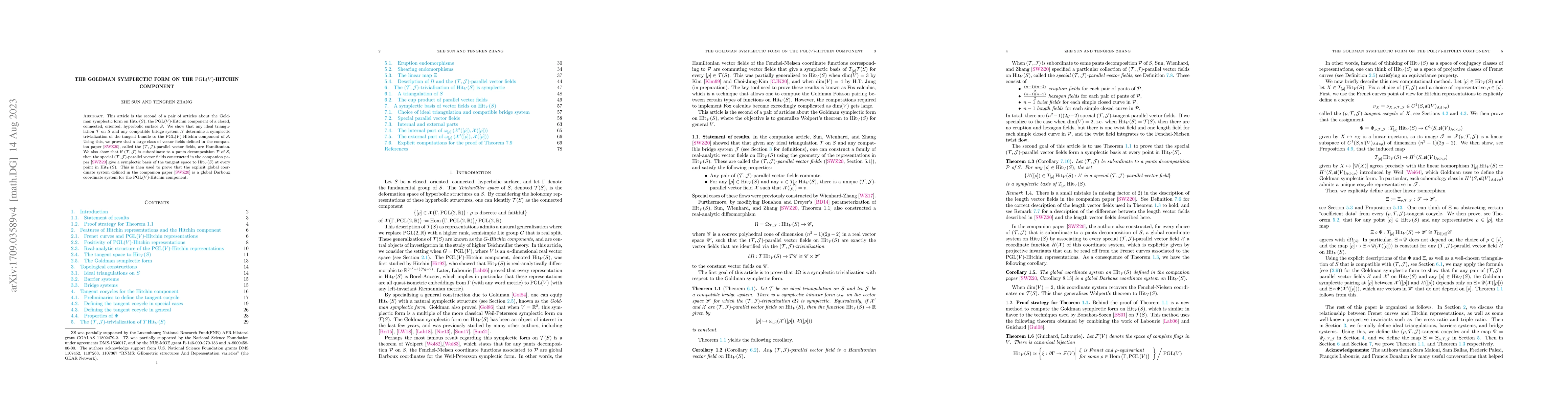 Thumbnail for The Goldman symplectic form on the PGL(V)-Hitchin component