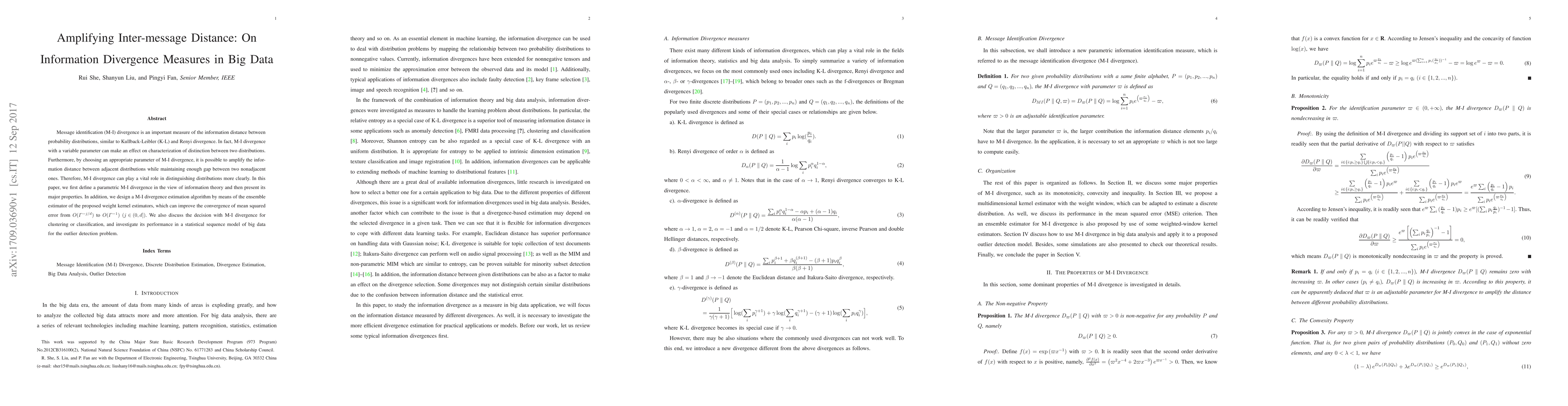 Thumbnail for Amplifying Inter-message Distance: On Information Divergence Measures in
  Big Data