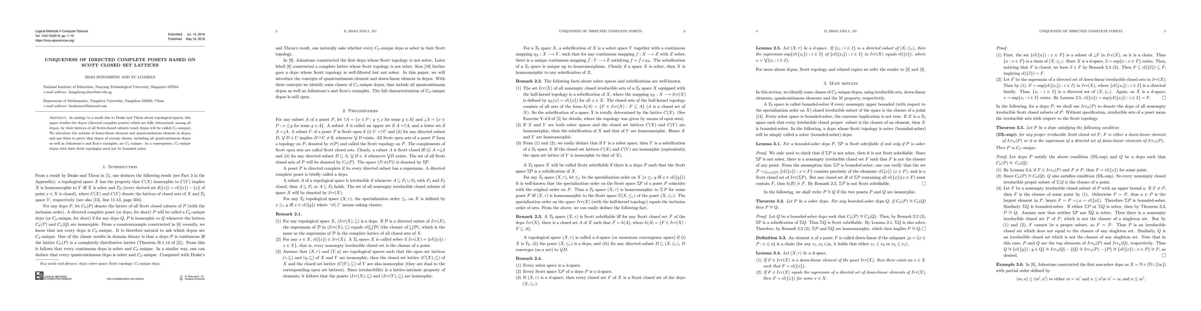 Thumbnail for Uniqueness of directed complete posets based on Scott closed set
  lattices