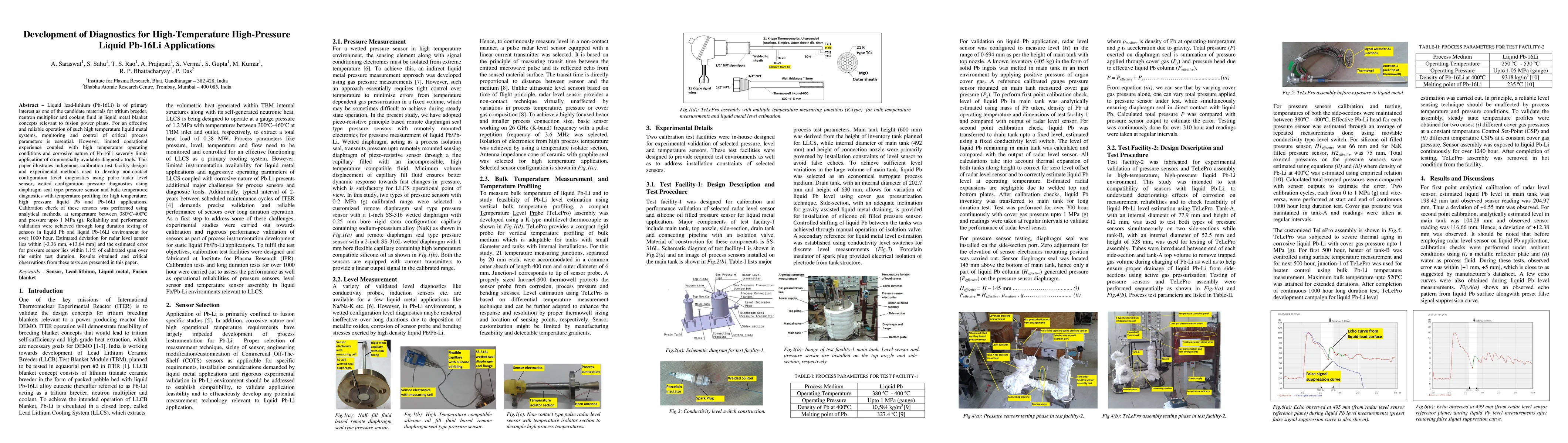 Thumbnail for Development of Diagnostics for High-Temperature High-Pressure Liquid
  Pb-16Li Applications