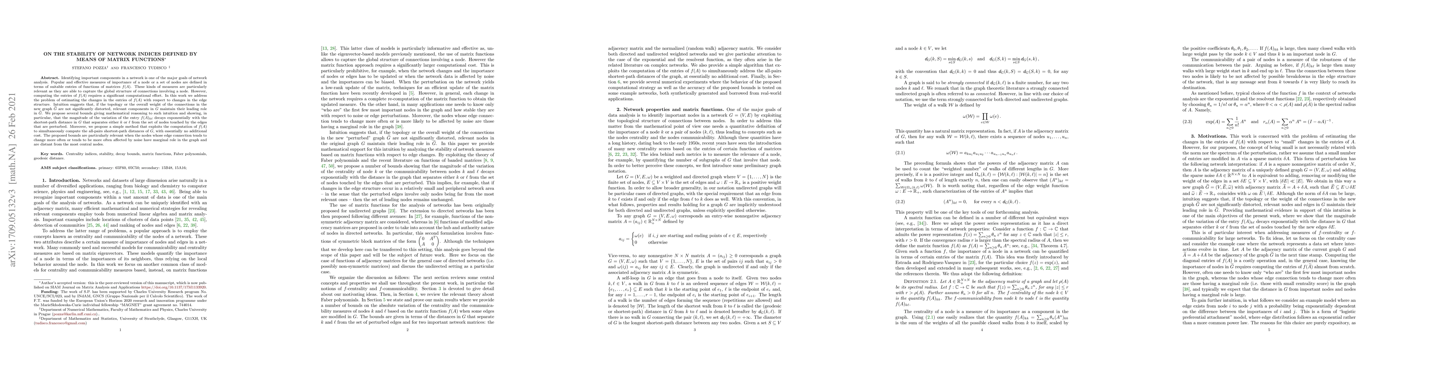 Thumbnail for On the stability of network indices defined by means of matrix functions
