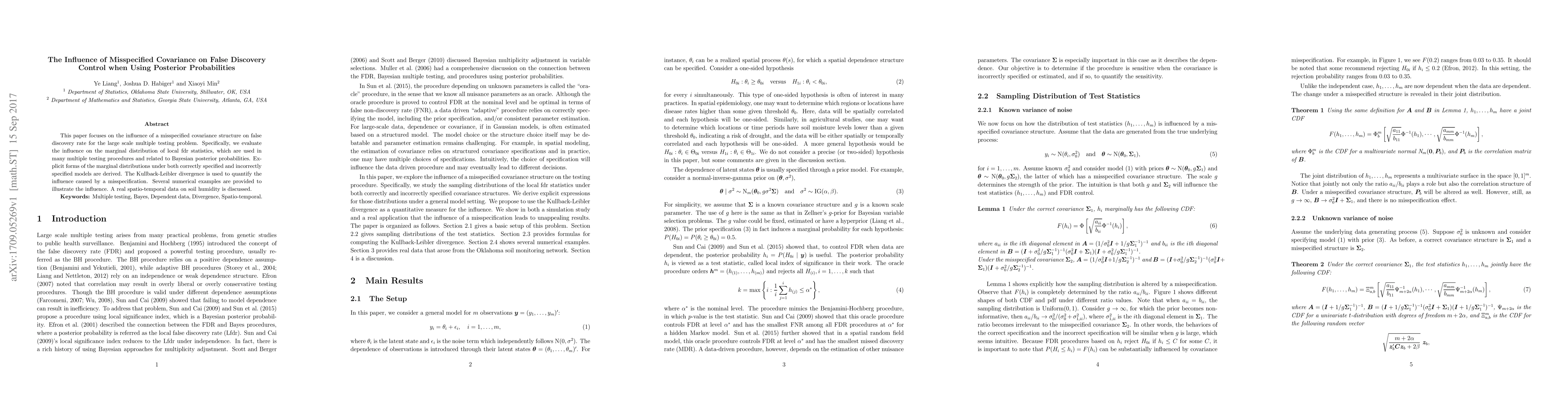 Thumbnail for The Inuence of Misspecified Covariance on False Discovery Control when
  Using Posterior Probabilities