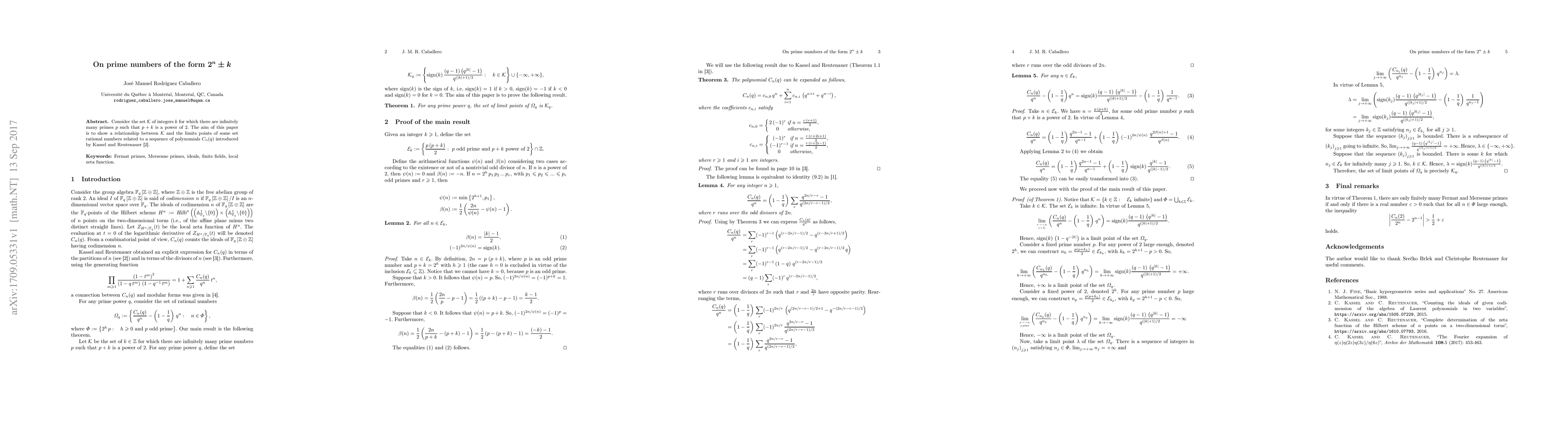 Thumbnail for On prime numbers of the form $2^n \pm k$