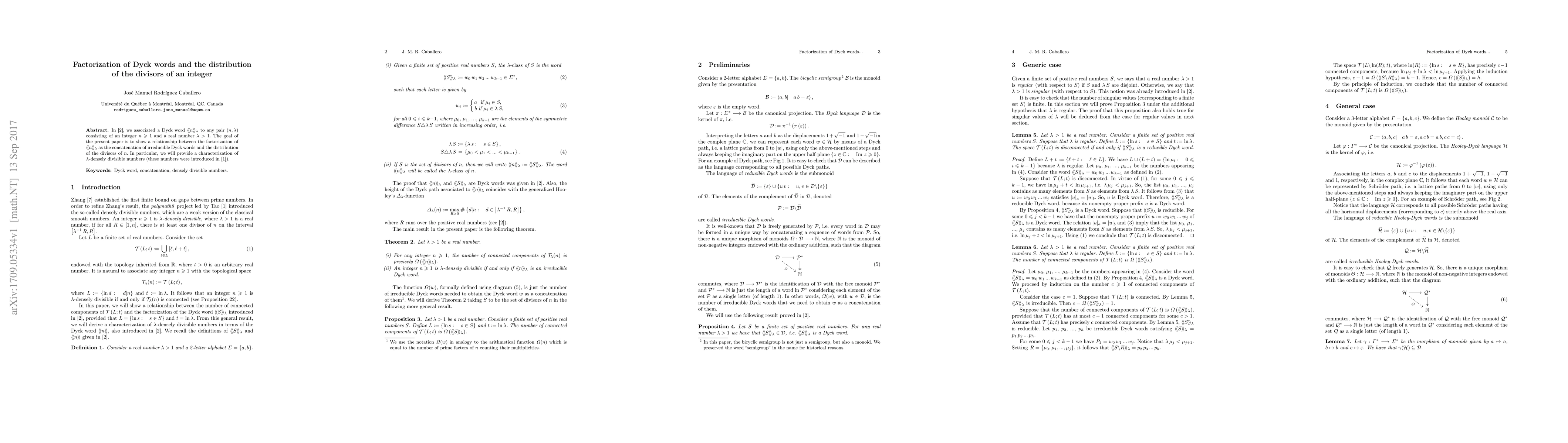 Thumbnail for Factorization of Dyck words and the distribution of the divisors of an
  integer