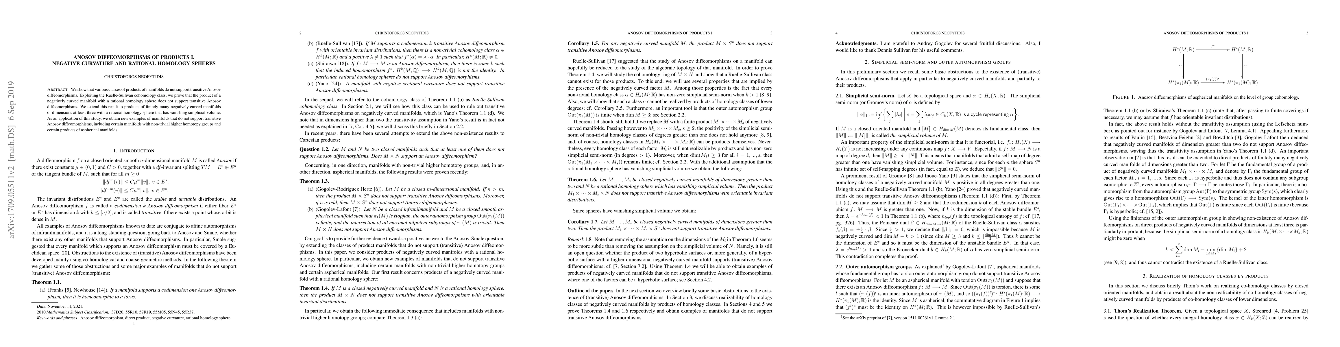 Thumbnail for Anosov diffeomorphisms of products I. Negative curvature and rational
  homology spheres