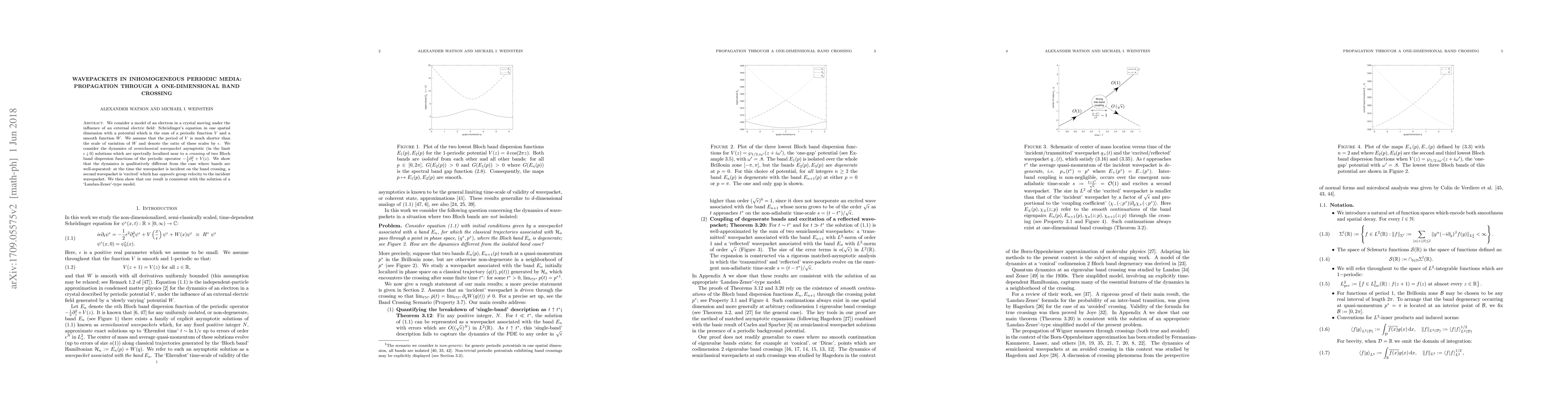 Thumbnail for Wavepackets in inhomogeneous periodic media: propagation through a
  one-dimensional band crossing