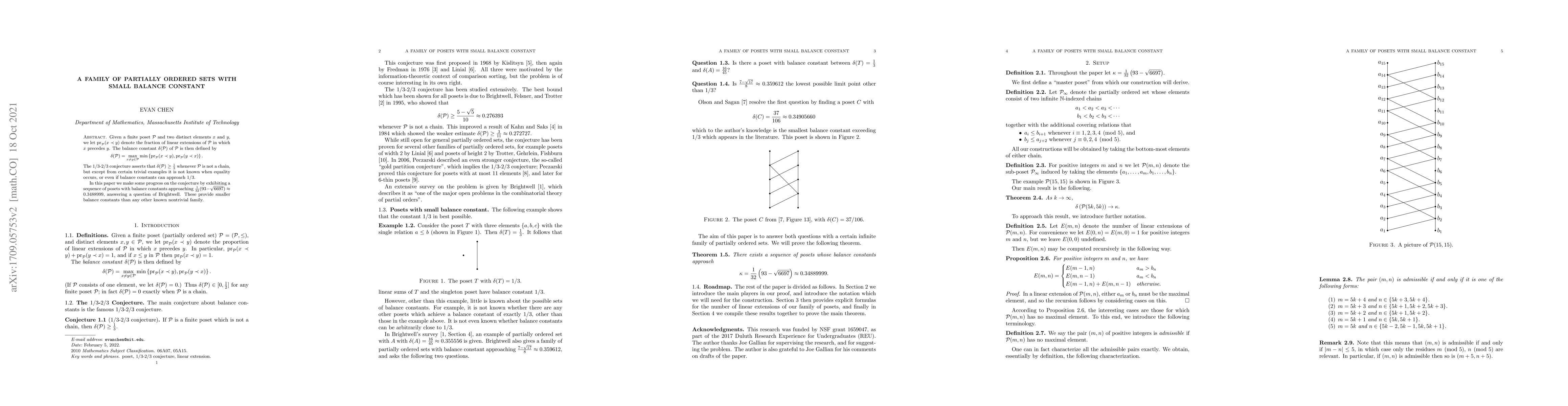 Thumbnail for A Family of Partially Ordered Sets with Small Balance Constant