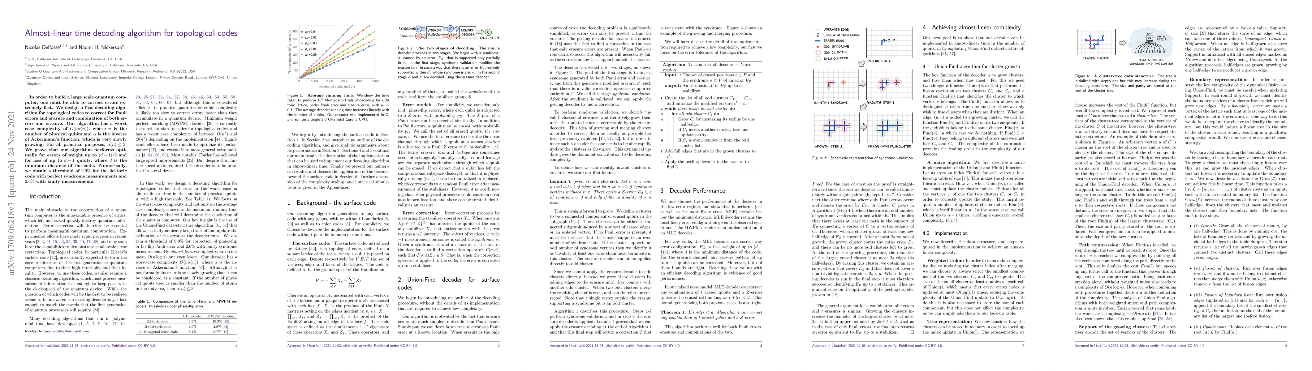 Thumbnail for Almost-linear time decoding algorithm for topological codes