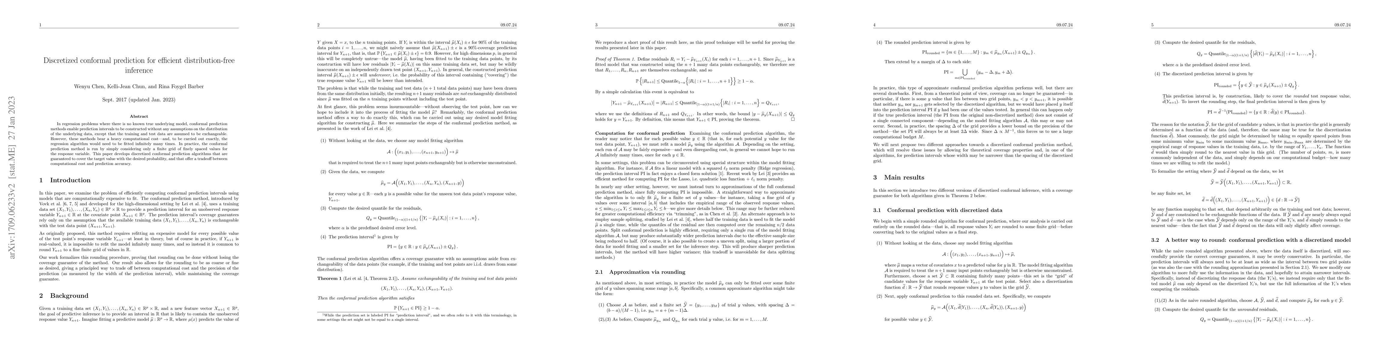 Thumbnail for Discretized conformal prediction for efficient distribution-free
  inference