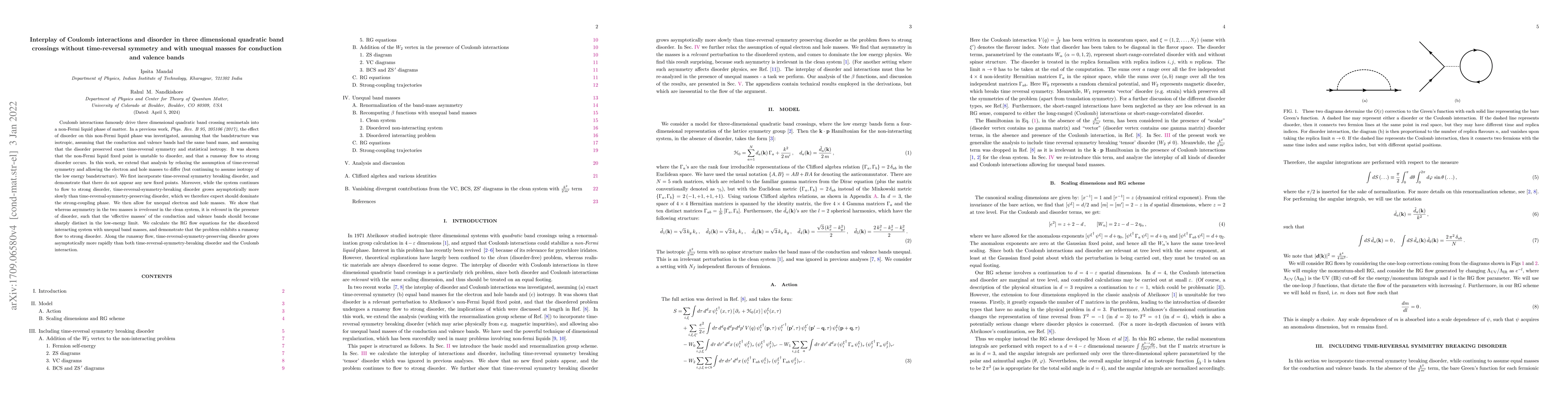 Thumbnail for Interplay of Coulomb interactions and disorder in three dimensional
  quadratic band crossings without time-reversal symmetry and with unequal
  masses for conduction and valence bands