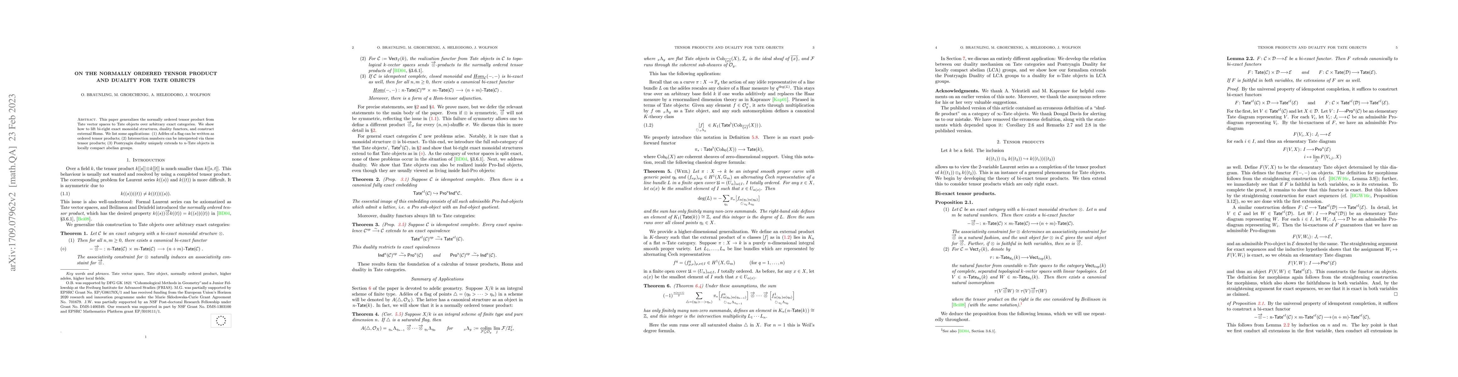 Thumbnail for On the normally ordered tensor product and duality for Tate objects