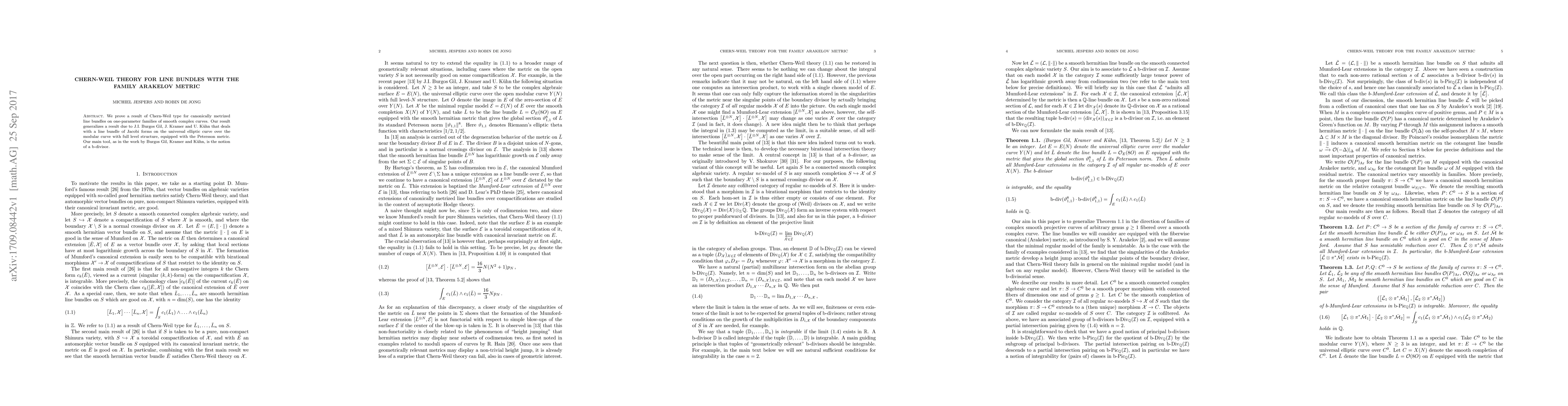 Thumbnail for Chern-Weil theory for line bundles with the family Arakelov metric
