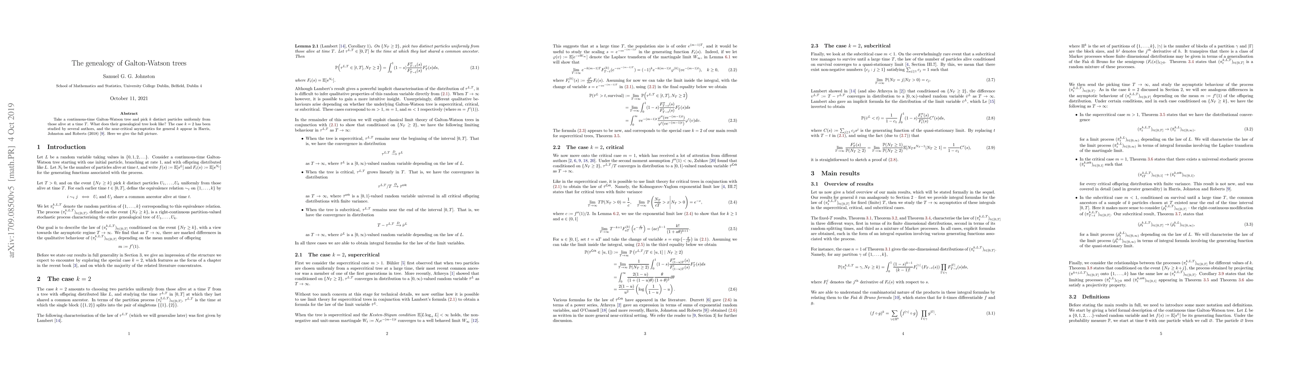 Thumbnail for The genealogy of Galton-Watson trees
