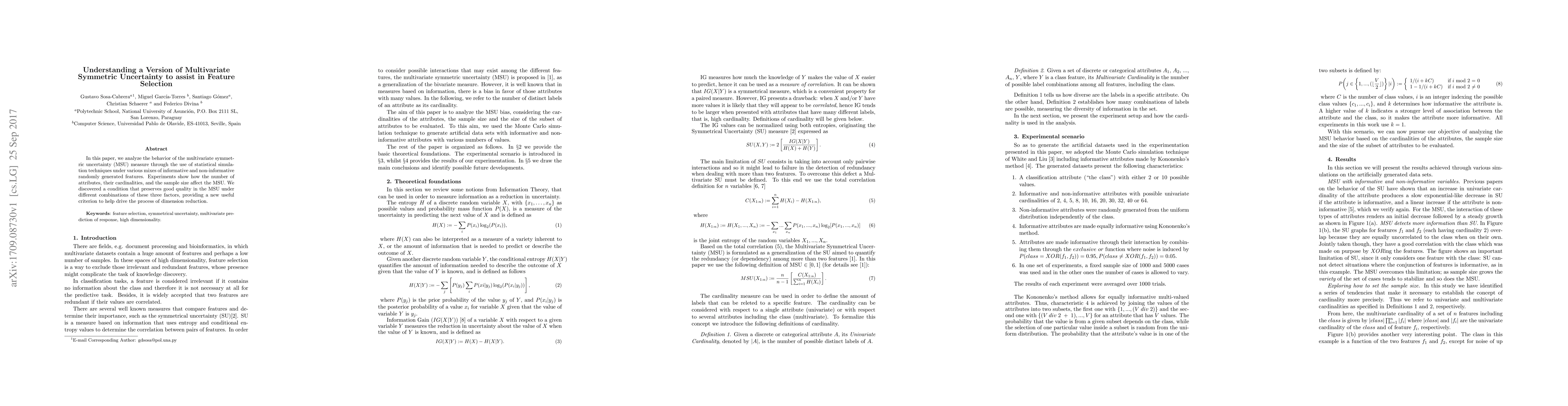 Thumbnail for Understanding a Version of Multivariate Symmetric Uncertainty to assist
  in Feature Selection