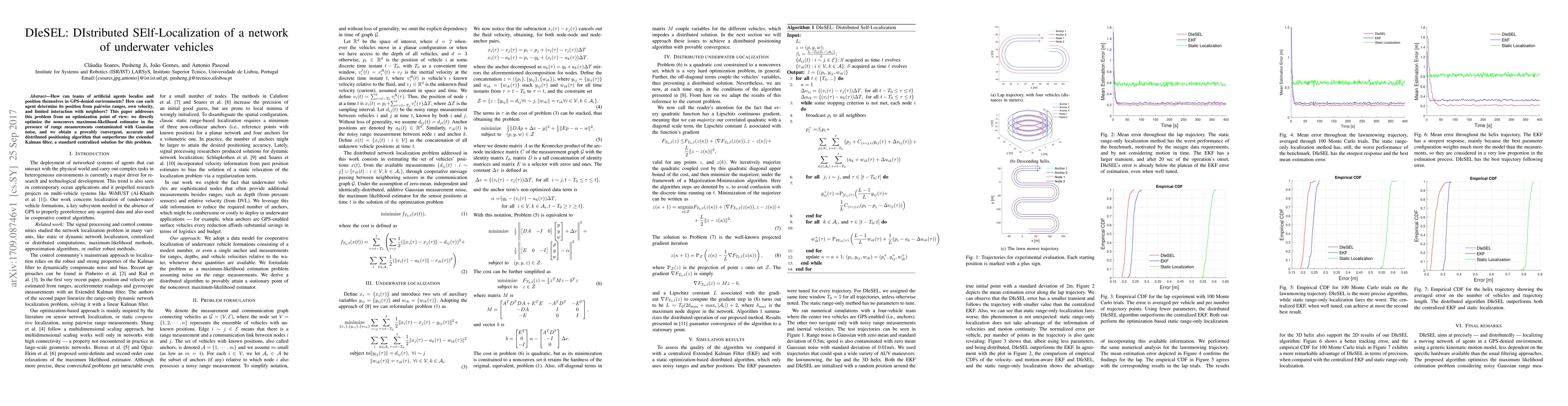 Thumbnail for DIeSEL: DIstributed SElf-Localization of a network of underwater
  vehicles