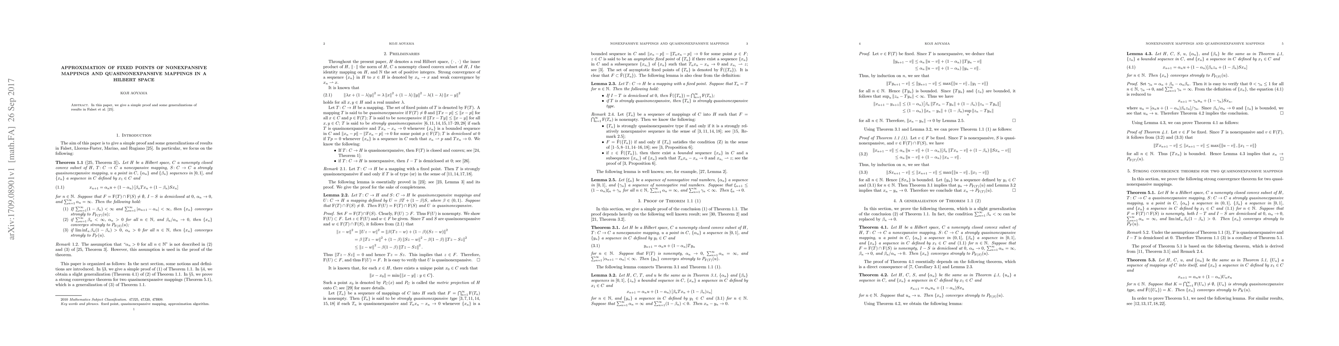 Thumbnail for Approximation of fixed points of nonexpansive mappings and
  quasinonexpansive mappings in a Hilbert space