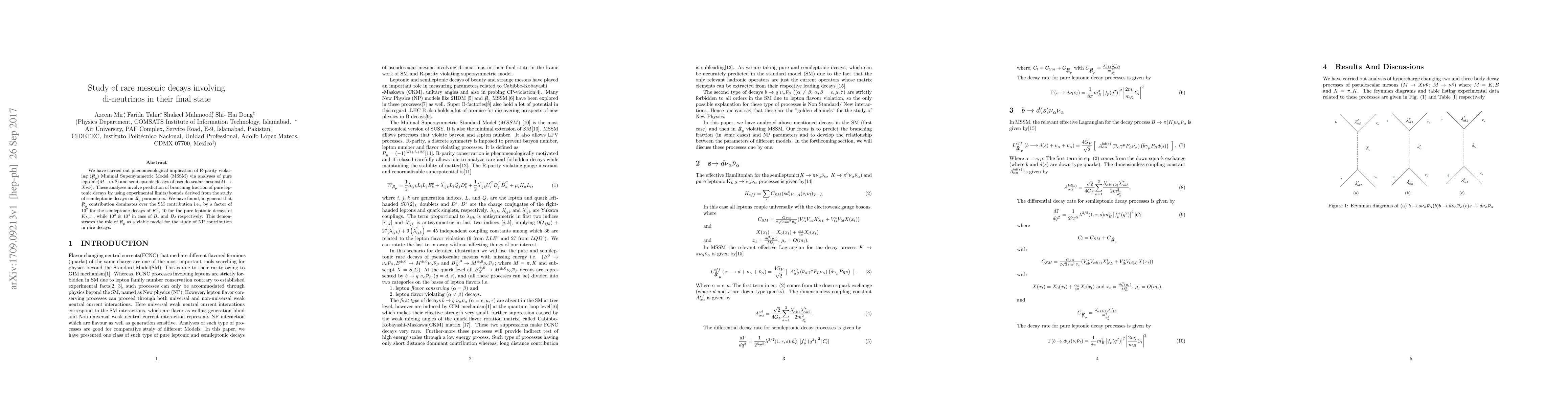 Thumbnail for Study of rare mesonic decays involving di-neutrinos in their final state