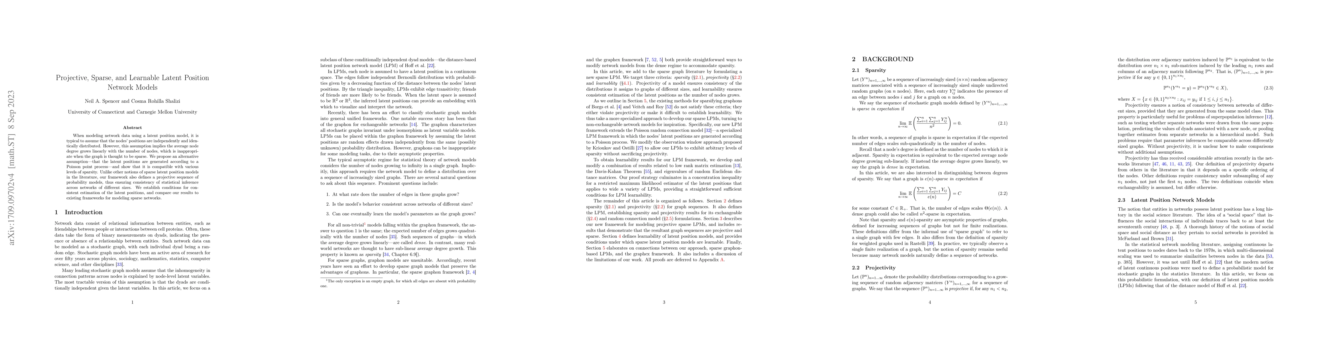Thumbnail for Projective, Sparse, and Learnable Latent Position Network Models